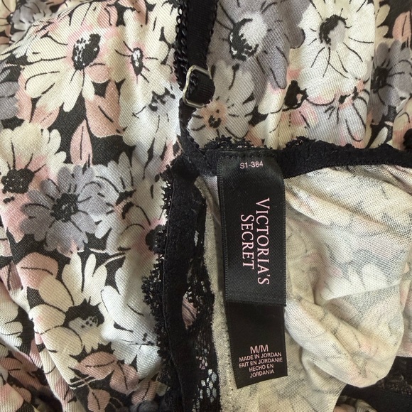 Victoria's Secret Floral Chemise with Black Lace - Picture 2 of 3